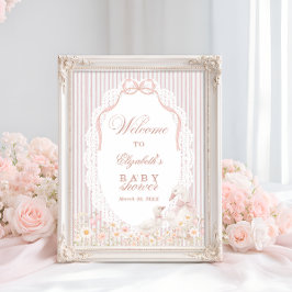 Dwaas Ganzebloem Kant Meisje Baby Shower Welkom Poster