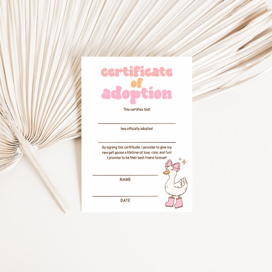 Dwaas Ganzen Adoptiecertificaat Kaart