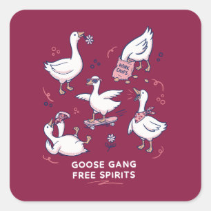 Dwaas Ganzen Bende Grappige Gans Shirt Vierkante Sticker