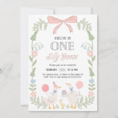 Dwaas Ganzen Bewerkbare Uitnodiging Eerste Verjaar (Voorkant)