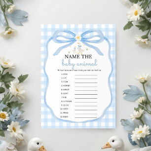 Dwaas Ganzen Blauw Geruit   Vernoem het Baby Dier  Kaart