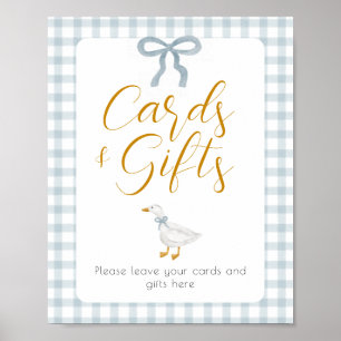 Dwaas Ganzen Blauwe Gingham Kaarten Cadeaus Tafelb Poster