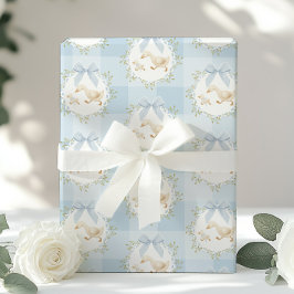 Dwaas Ganzen Blauwe Strik Whimsical Preppy Gingham Cadeaupapier