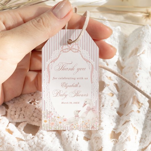 Dwaas Ganzen Bloemenmeisje Baby Shower Bedankt Cadeaulabel