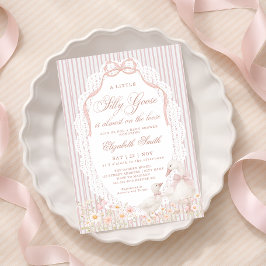 Dwaas Ganzen Bloemenmeisje Baby Shower Kaart