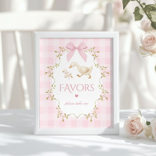 Dwaas Ganzen Fantasievolle Favorieten Roze Gingham Poster