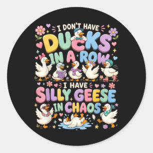 Dwaas Ganzen Ganzen Shirt Eenden Op Een Rij Grappi Ronde Sticker