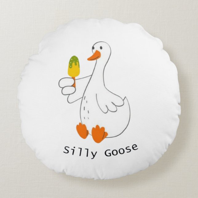 Dwaas ganzen, Grappige Gans, Gansliefhebber Rond Kussen (Voorkant)