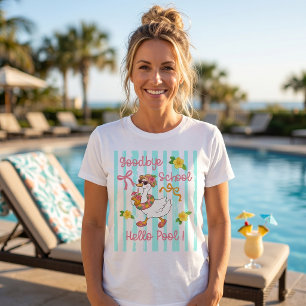 Dwaas Ganzen Hallo Zwembad Feest Strepen T-Shirt 