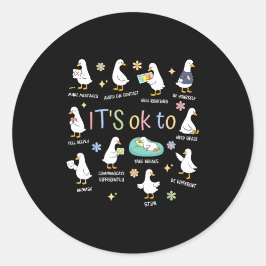 Dwaas Ganzen Het Is Oké Anders Ronde Sticker (Voorkant)