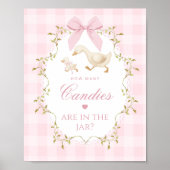 Dwaas Ganzen Hoeveel snoepjes Roze Gingham Strik Poster (Voorkant)