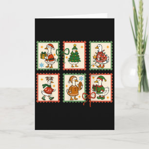 Dwaas Ganzen Kerstman Kerst Stempel Schattig Vroli Kaart