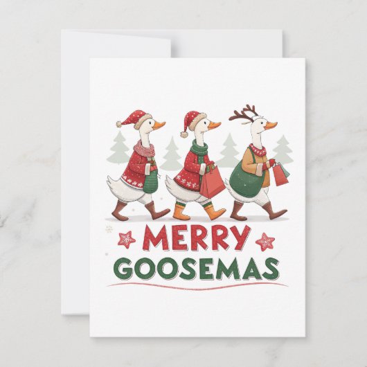 Dwaas Ganzen Kerstmis Feestdagenkaart (Voorkant)