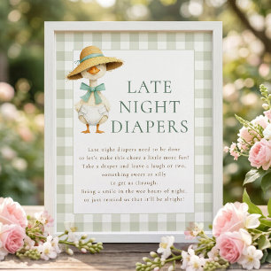 Dwaas Ganzen Laat Nacht Luiers Baby Shower Bord Poster