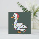 Dwaas Ganzen Licht Kerst Morsige Eend Kerstlichtje Feestdagenkaart (Staand voorkant)