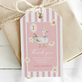 Dwaas ganzen meisje 1e verjaardagsfeestje cadeaulabel
