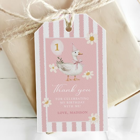 Dwaas ganzen meisje 1e verjaardagsfeestje cadeaulabel