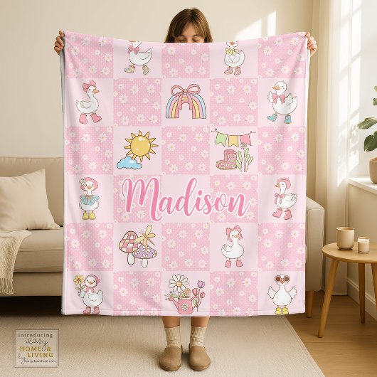 Dwaas Ganzen Meisje Ontwerp Roze Fleece Deken