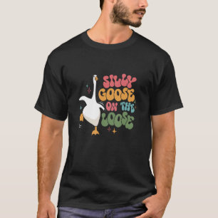 Dwaas Ganzen op Vrije Voeten retro groovy dwaas ga T-shirt