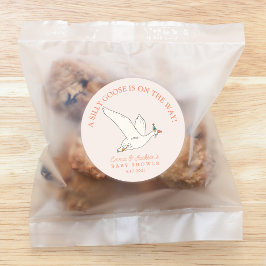 Dwaas Ganzen op Weg Baby Shower Ronde Sticker