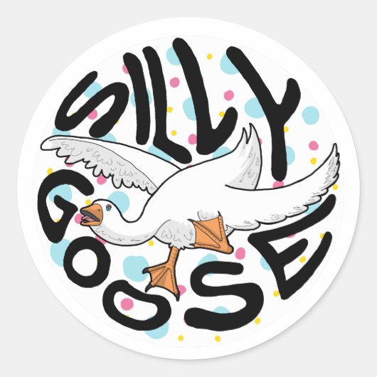 Dwaas Ganzen Ronde Sticker (Voorkant)