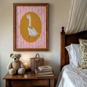 Dwaas Ganzen Rood Streep Kunstprint Poster