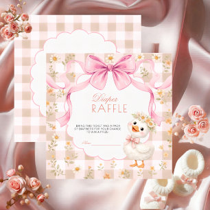 Dwaas Ganzen Roze Gingham Madeliefje Luier Raffle Informatiekaartje