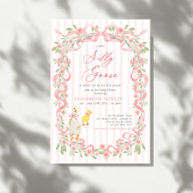 Dwaas Ganzen Roze Strik Bloemrozen Baby Shower