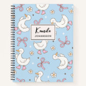 Dwaas Ganzen Roze Strik Coquette Aangepaste Script Notitieboek (Voorkant)