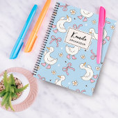 Dwaas Ganzen Roze Strik Coquette Aangepaste Script Notitieboek