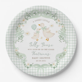 Dwaas Ganzen Sage Groene Strik Babyshower Papieren Bordje