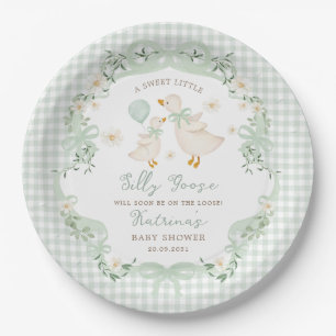 Dwaas Ganzen Sage Groene Strik Babyshower Papieren Bordje