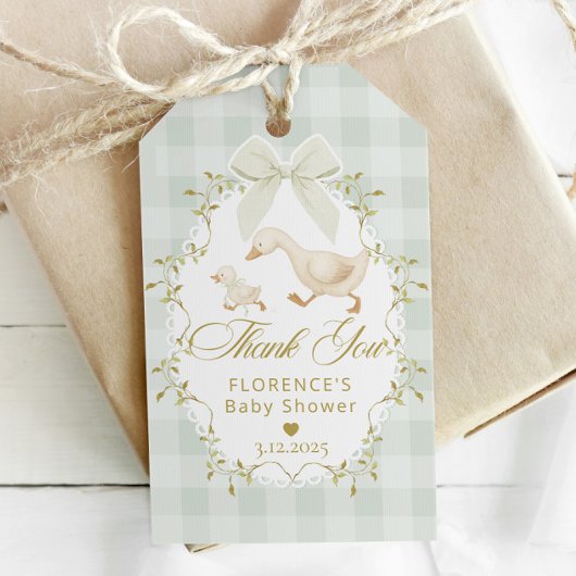 Dwaas Ganzen Salie Geslacht Neutraal Gingham Dank Cadeaulabel