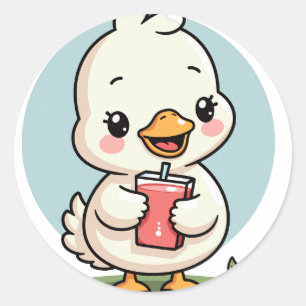 Dwaas Ganzen Sap Doos Schattige Vogel Grappige Sti Ronde Sticker