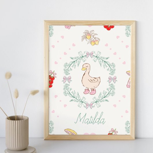 Dwaas Ganzen Thema Cute Ganzen Roze Op Maat Gemaak Perfect Poster