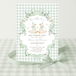 Dwaas Ganzen Tweeling Salie Groene Strik Gingham V Kaart