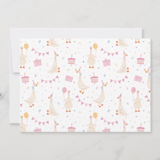 Dwaas Ganzen Verjaardag Bedankt Kaart Meisje Roze (Achterkant)