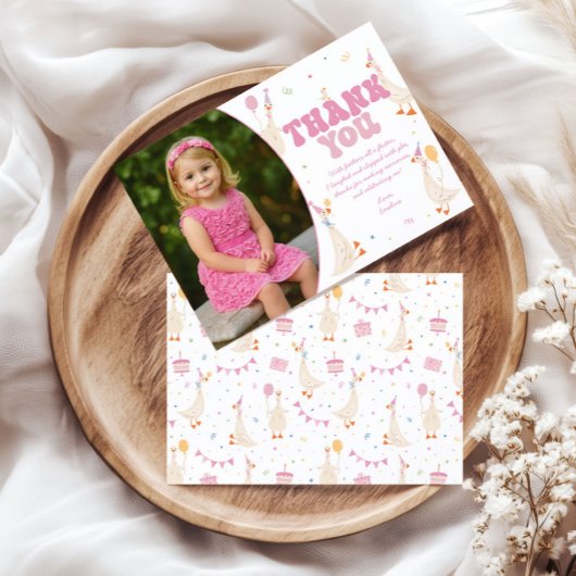 Dwaas Ganzen Verjaardag Bedankt Kaart Meisje Roze