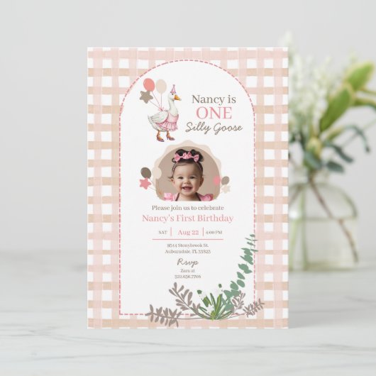 Dwaas Ganzen Verjaardag Elke Leeftijd Bruine Foto  Kaart (Staand voorkant)