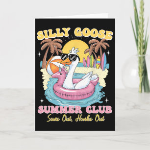 Dwaas Ganzen Zomerclub Zomer Vakantie Strand Vrouw Kaart