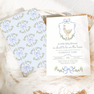 Dwaas Ganzenblauw Bloemenkam Baby Shower Kaart