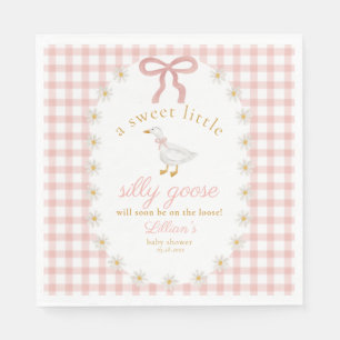 Dwaas Ganzencottagecore Roze Gingham Baby Shower Servet