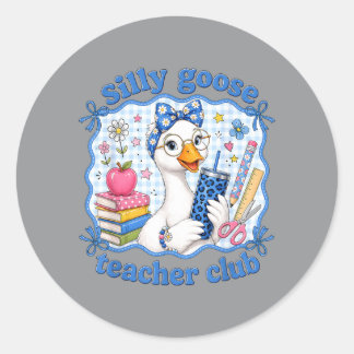 Dwaas Ganzendocentclub Grappige Kleuterschool Ronde Sticker