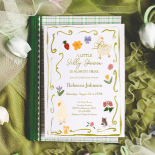 Dwaas Ganzengingham Cottagecore Baby Shower Kaart