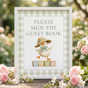 Dwaas Ganzengingham gastboek baby shower bord Poster