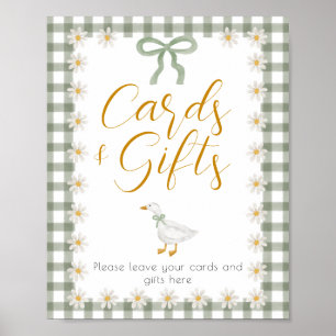 Dwaas Ganzengroen Gingham cadeautafel voor babyfee Poster