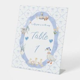 Dwaas Ganzenspeelse Strik Baby Jongens Baby Shower Reclamebord Met Voetstuk