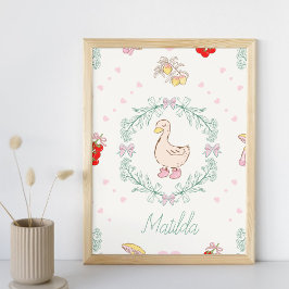 Dwaas Ganzenthema Cute Ganzen Roze Op Maat Gemaakt Perfect Poster