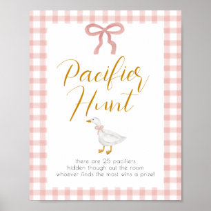 Dwaas Ganzeroze Geruite Baby Shower Fopspenen Jach Poster