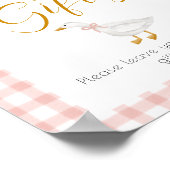 Dwaas Ganzeroze Gingham Baby Shower Cadeautafel Poster (Hoek)